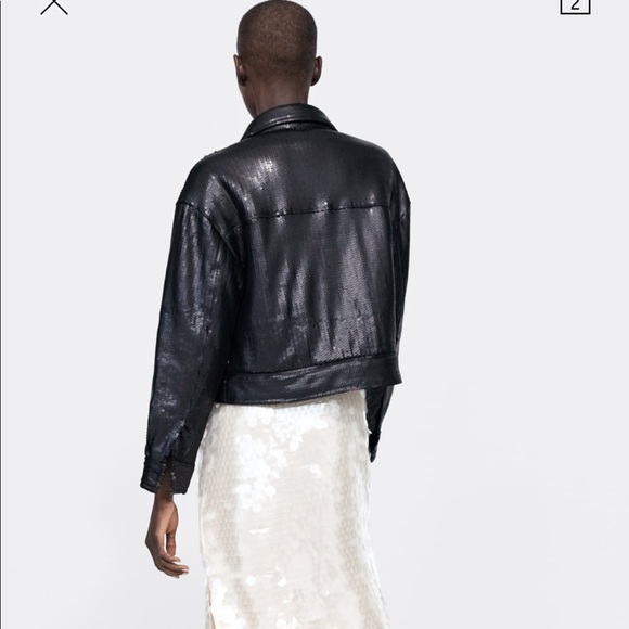 ZARA black sequins puffer jacket , made of recycled water bottles - Picture 6 of 8